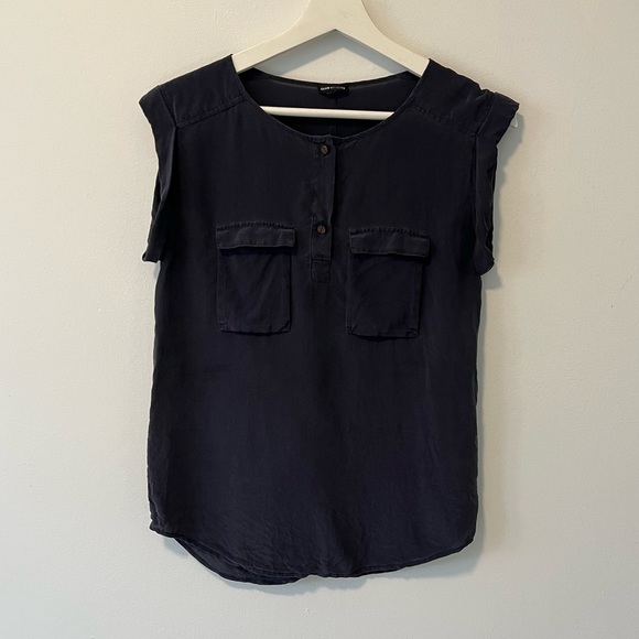 Club Monaco 100% Silk Navy Blouse - Picture 9 of 9